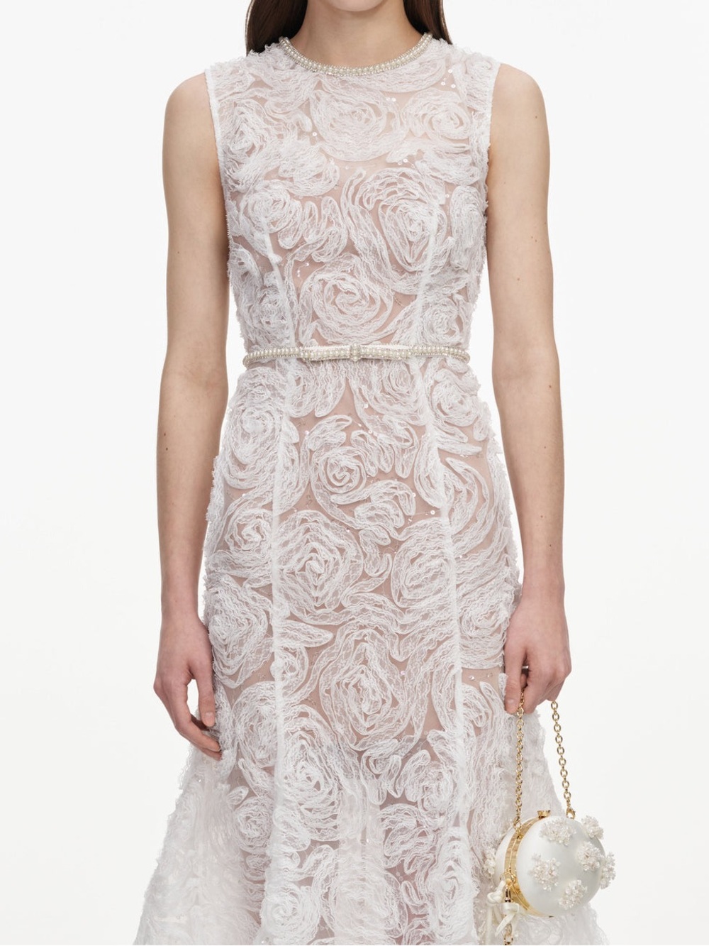NWOT Self-Portrait White Tulle Lace Midi Dress - Picture 2 of 12